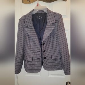 Evan Picone Women's Gray Striped Blazer
